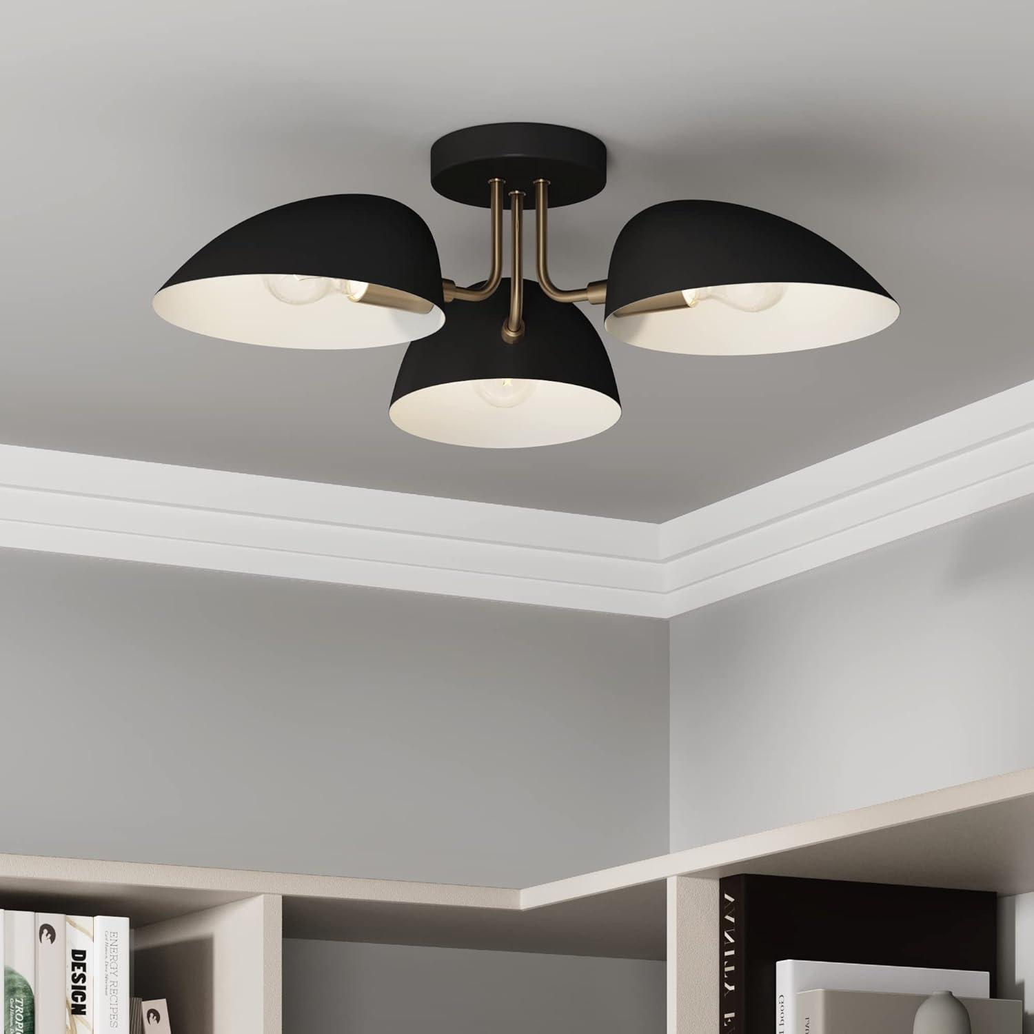 Nathan James Argo Flush Mount Black/Gold