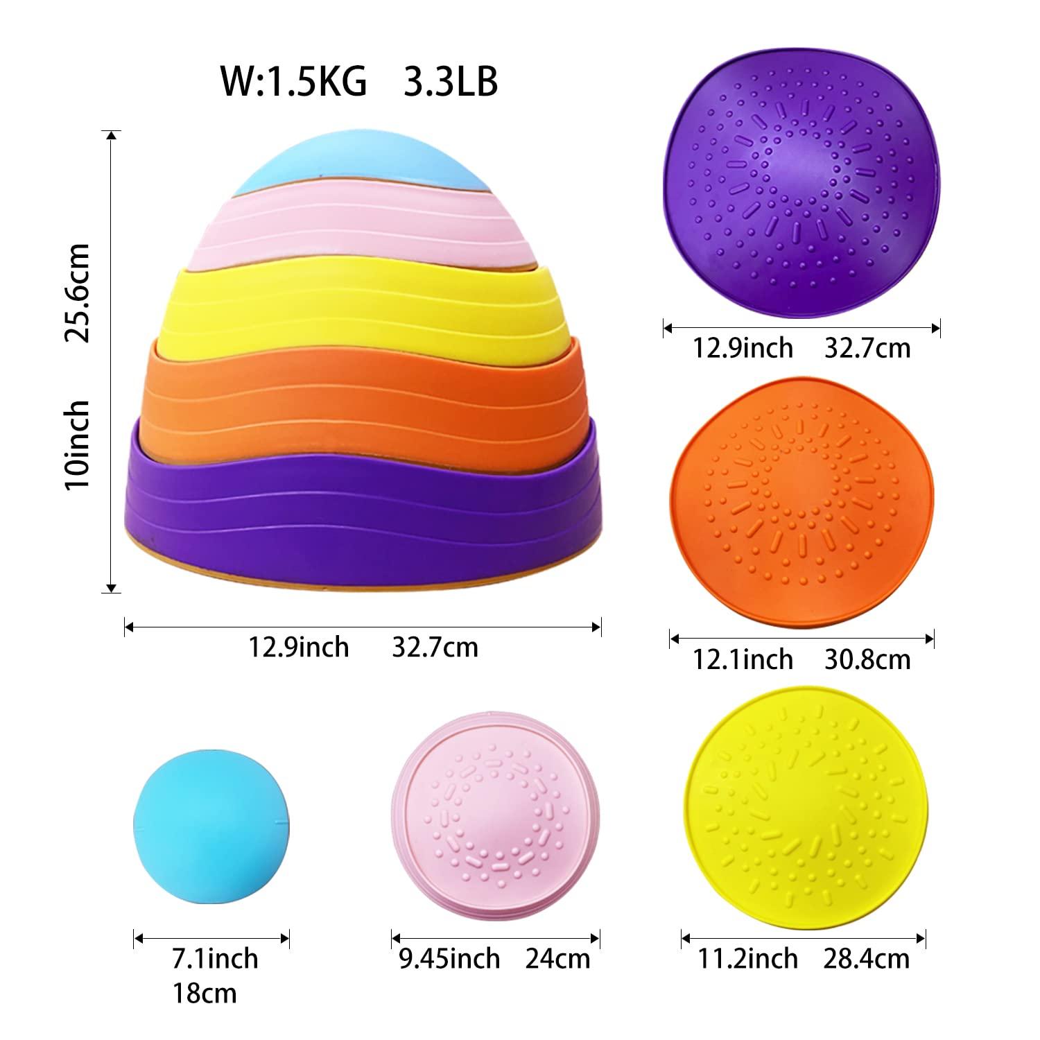 5 Pcs Stepping Stones for Kids, Balance River Stones Toy for Toddlers, Non-Slip Rubber Edges & Plastic Surface, Children's Sensory Obstacle Courses