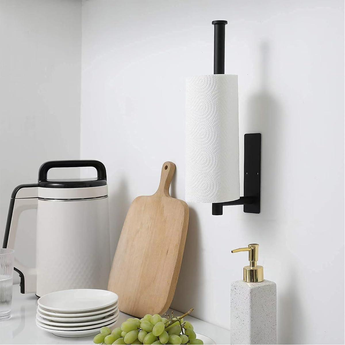 Paper Towel Holder - Under Cabinet Paper Towel Rack for Kitchen、Bathroom,SUS304 Stainless Steel(Matte Black)