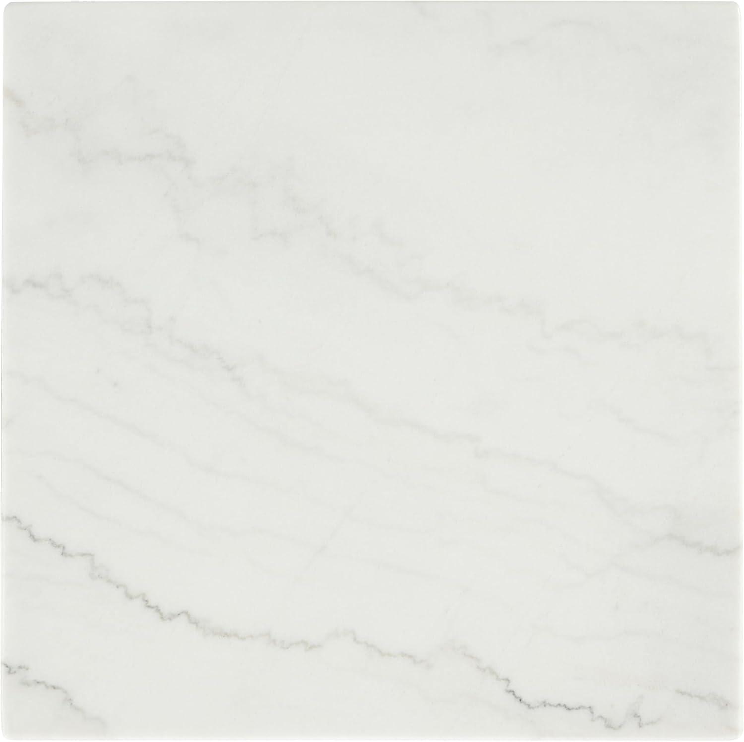 Furniture of America Dorth Marble Top Square Coffee Table, White and Black