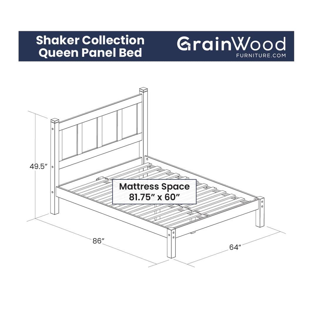 Shaker Solid Wood Panel Bed