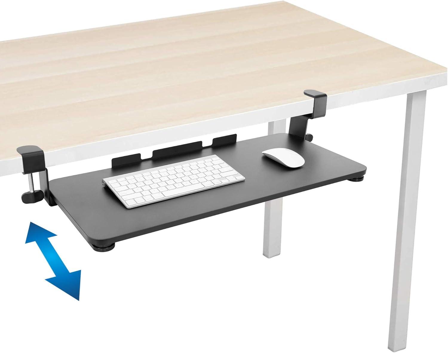 Mount-It! Clamp Keyboard Tray | Sliding Under Desk Keyboard &  Mouse Platform | Retractable Undermount Drawer | No Screws or Scratches to Assemble