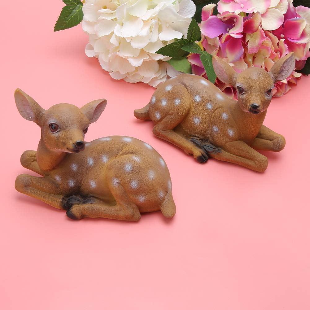 Deer Statue, 2Pcs Deer Figurine, Synthetic Garden Sculpture Garden Statue Waterproof and Sunscreen Community Patio for Garden