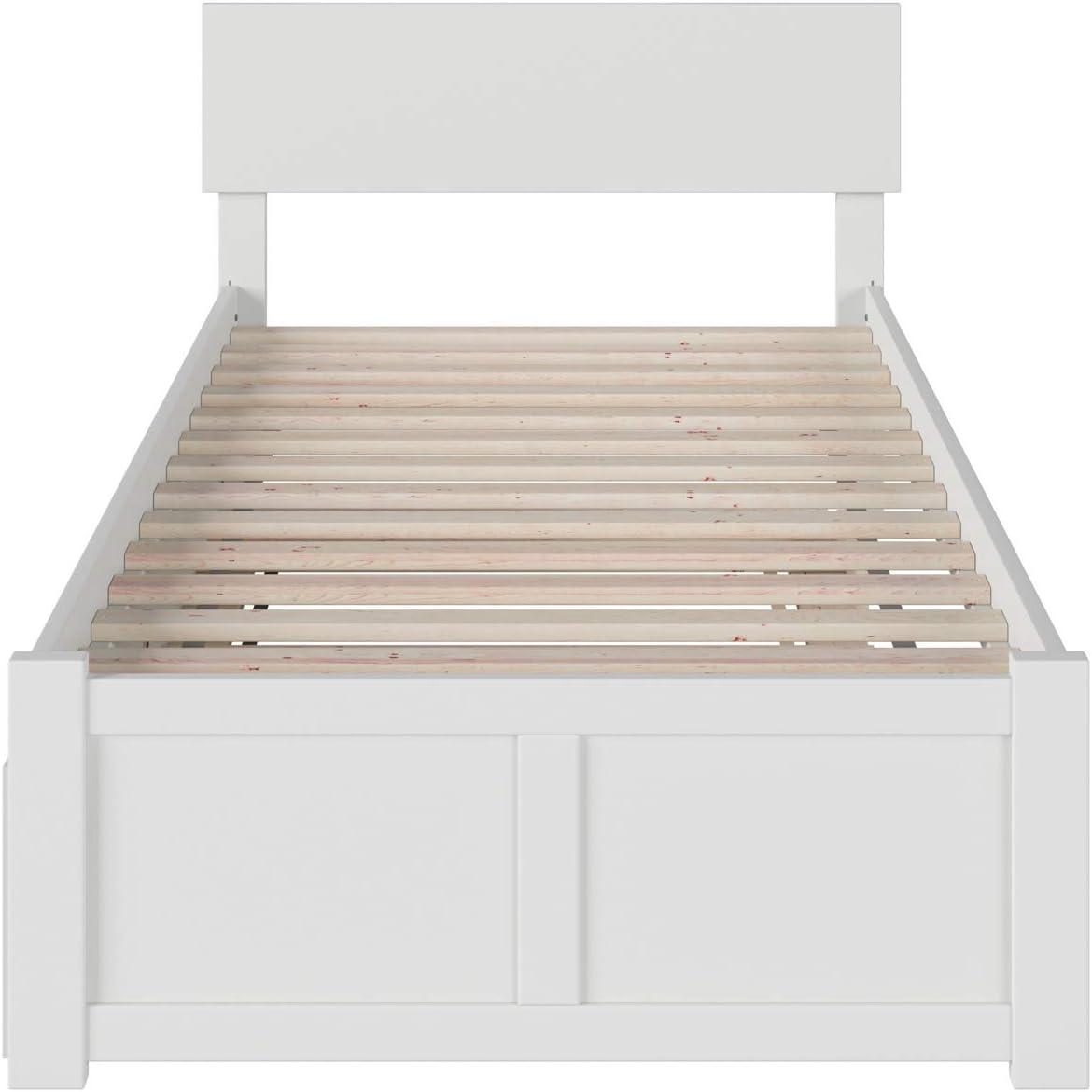 Orlando Twin Extra Long Bed with Footboard and Twin Extra Long Trundle in White