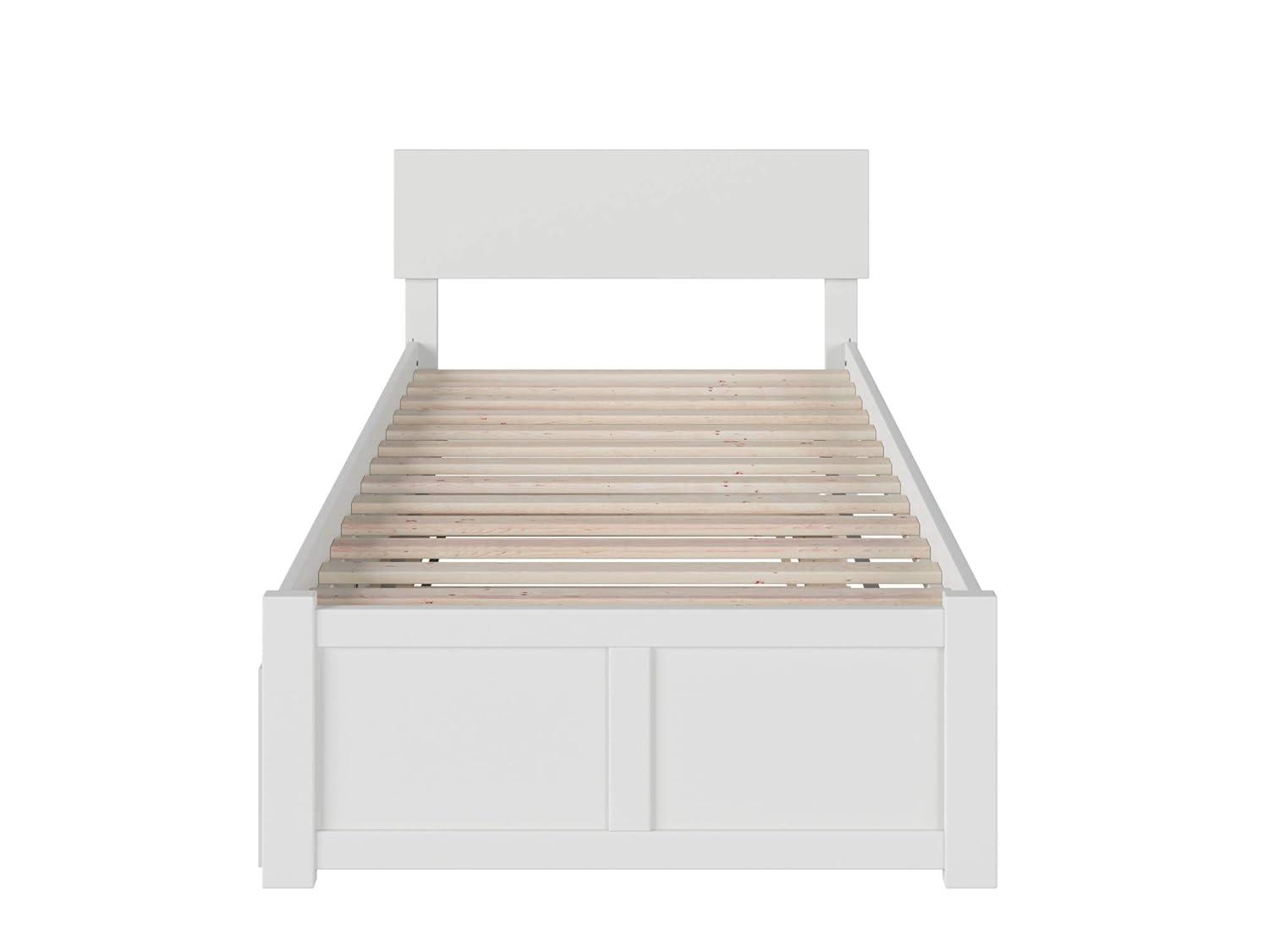 Orlando Twin Extra Long Bed with Footboard and Twin Extra Long Trundle in White