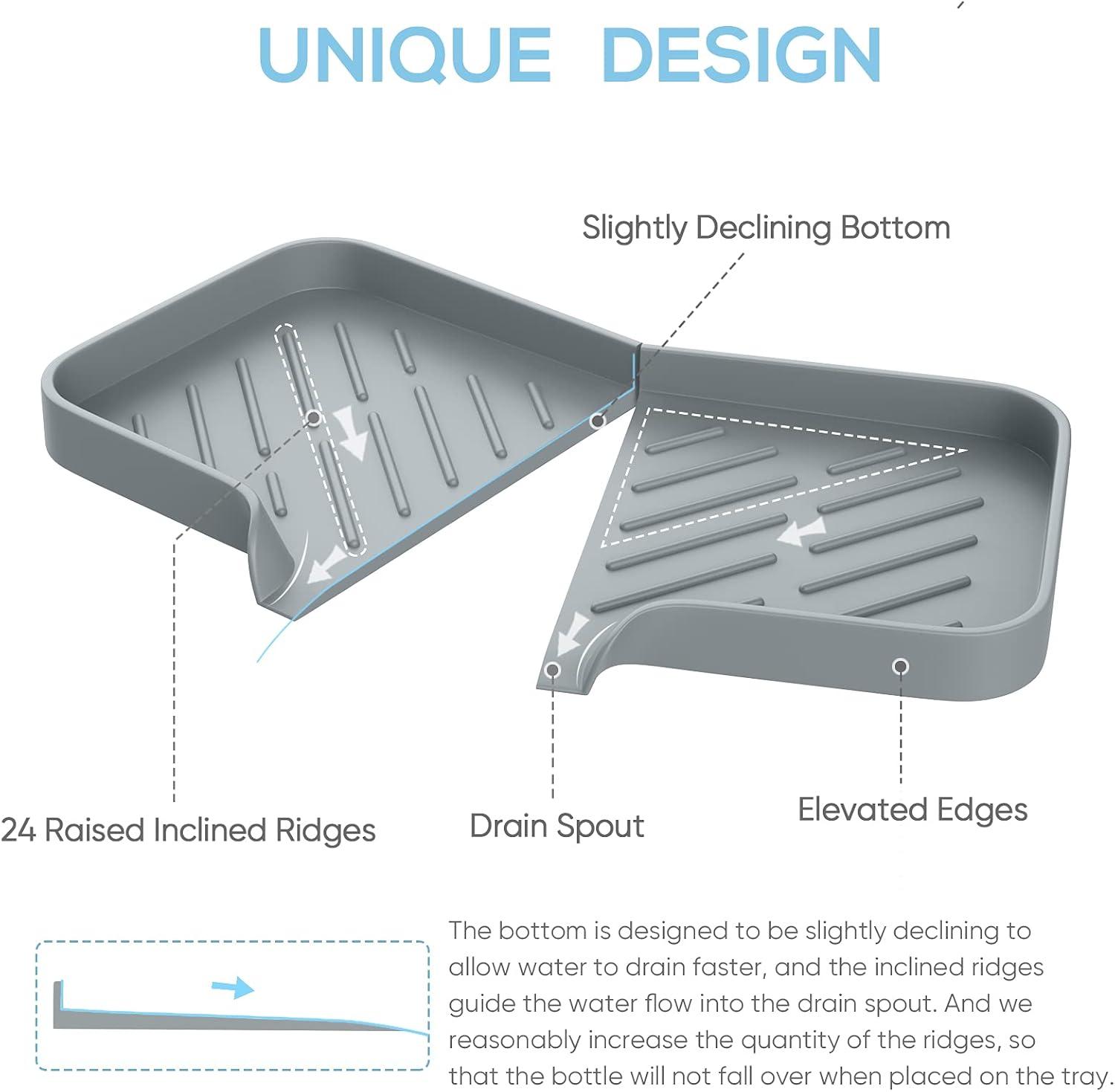 Estbridge Kitchen Soap Tray Sink Tray Silicone Soap Dish Sponge Holder for Kitchen Sink Organizer
