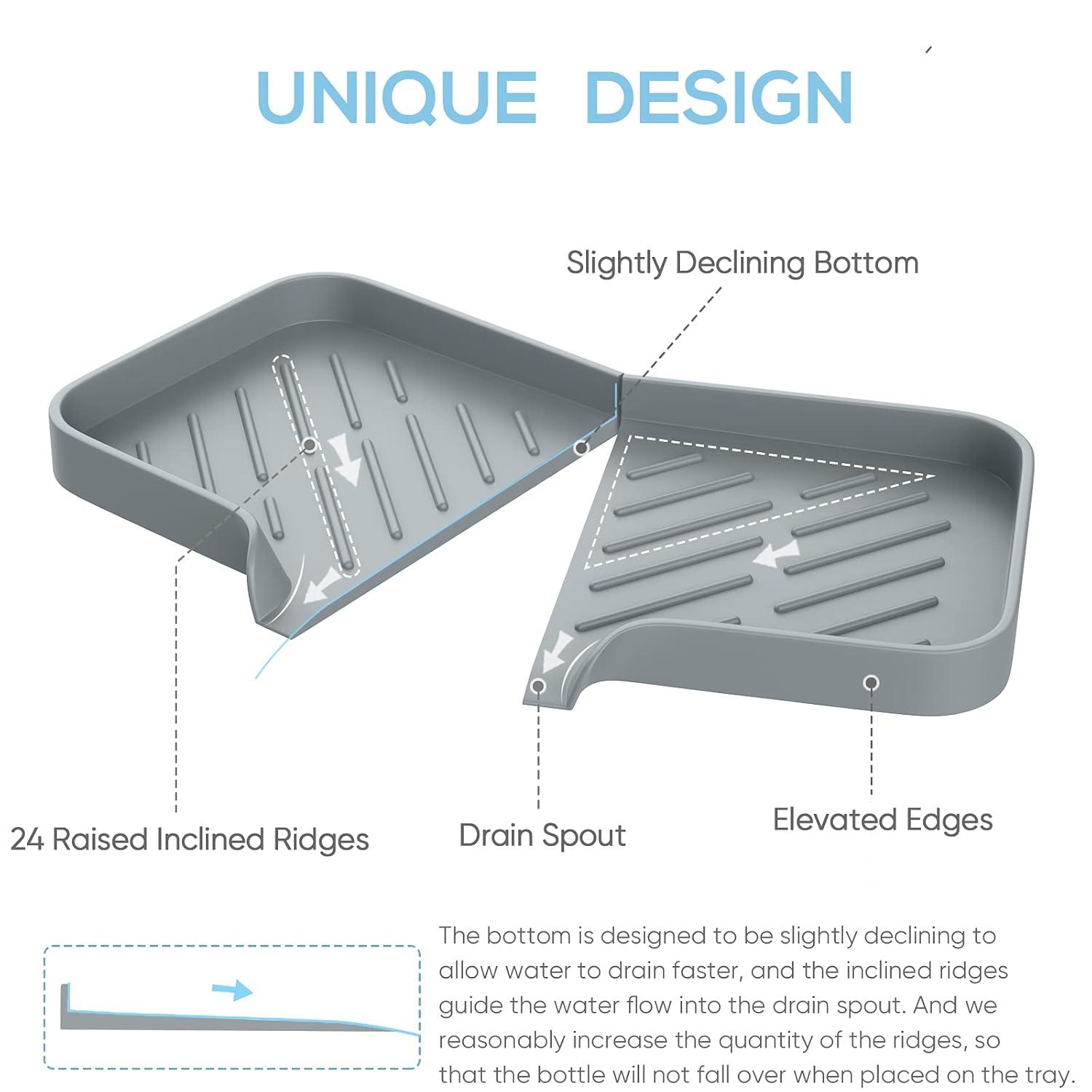 Estbridge Kitchen Soap Tray Sink Tray Silicone Soap Dish Sponge Holder for Kitchen Sink Organizer