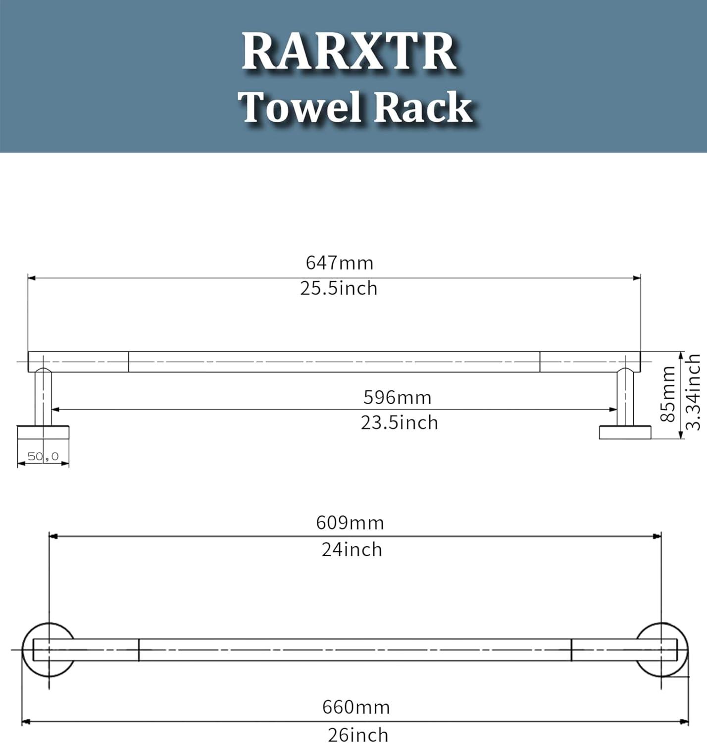 24-Inch Brushed Grey Stainless Steel Wall Mounted Towel Bar