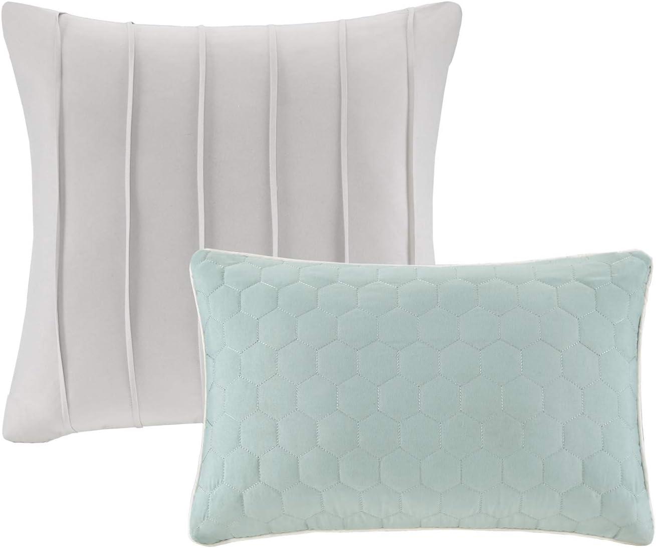 Seafoam and Gray Queen Microfiber 8-Piece Comforter Set