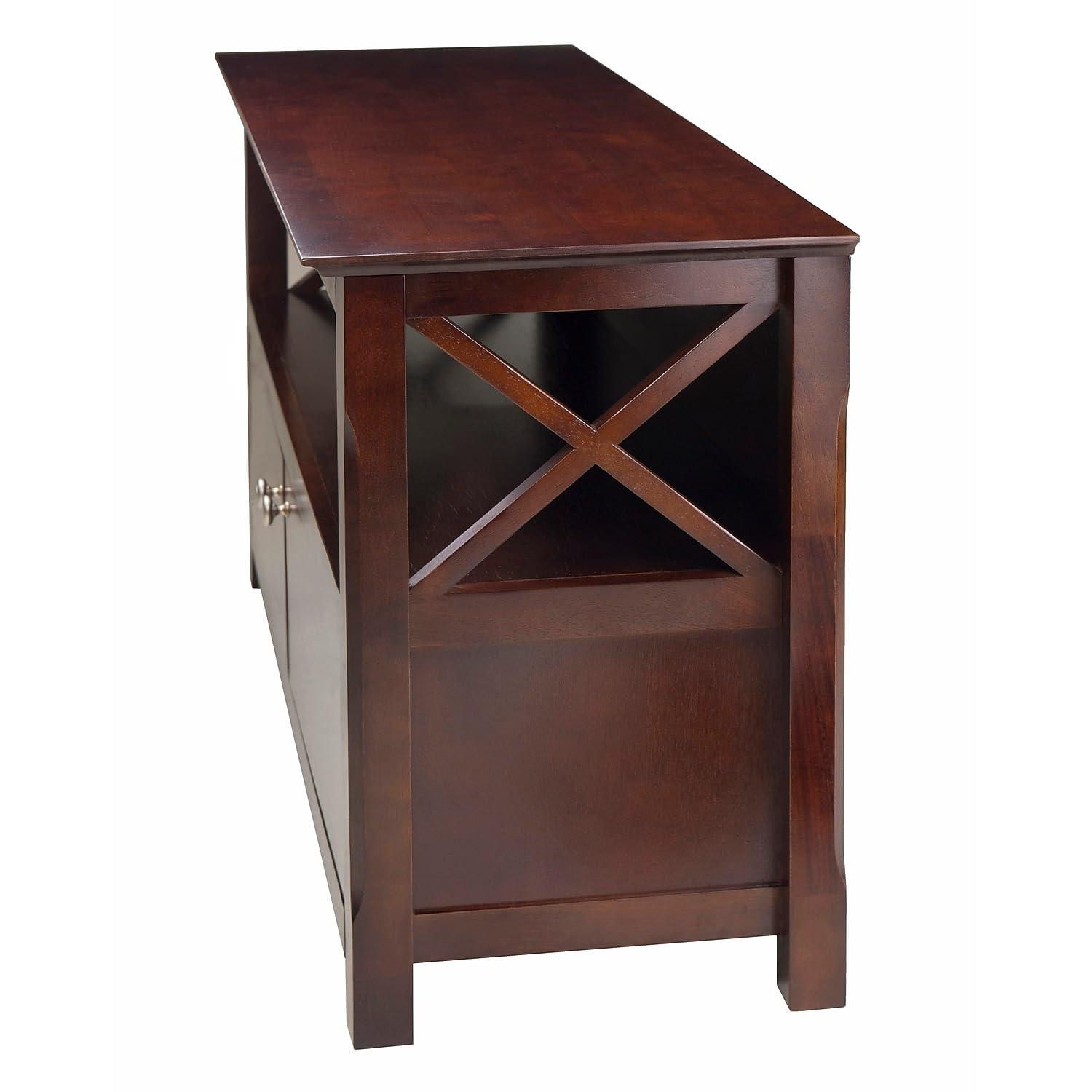 Xola TV Stand for TVs up to 40" Dark Brown - Winsome: Beveled Edges, Chrome-Finish Pulls, Media Shelf