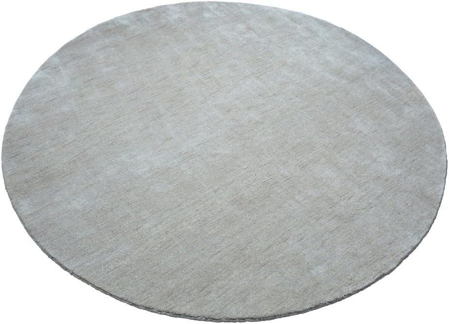 Rugsotic Carpets Alfombras Hechas a Mano Telar Anudado Redondo 10'x10' Lana Beige para Uso en Interiores