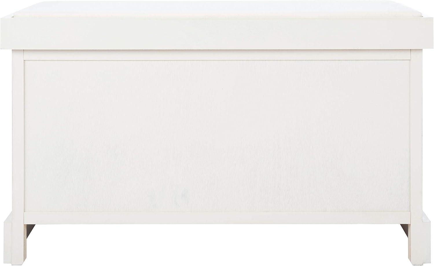 Landers 2 Drawer/Cushion Storage Bench - Distressed White - Safavieh