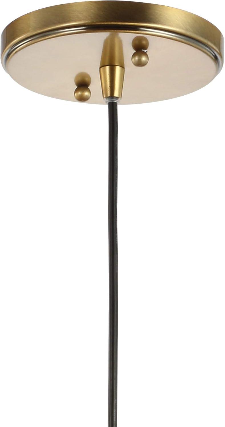 Nixon 7.5" 1-Light MidCentury Modern Metal/Glass Adjustable Drop Globe LED Pendant, Brass Gold/Black