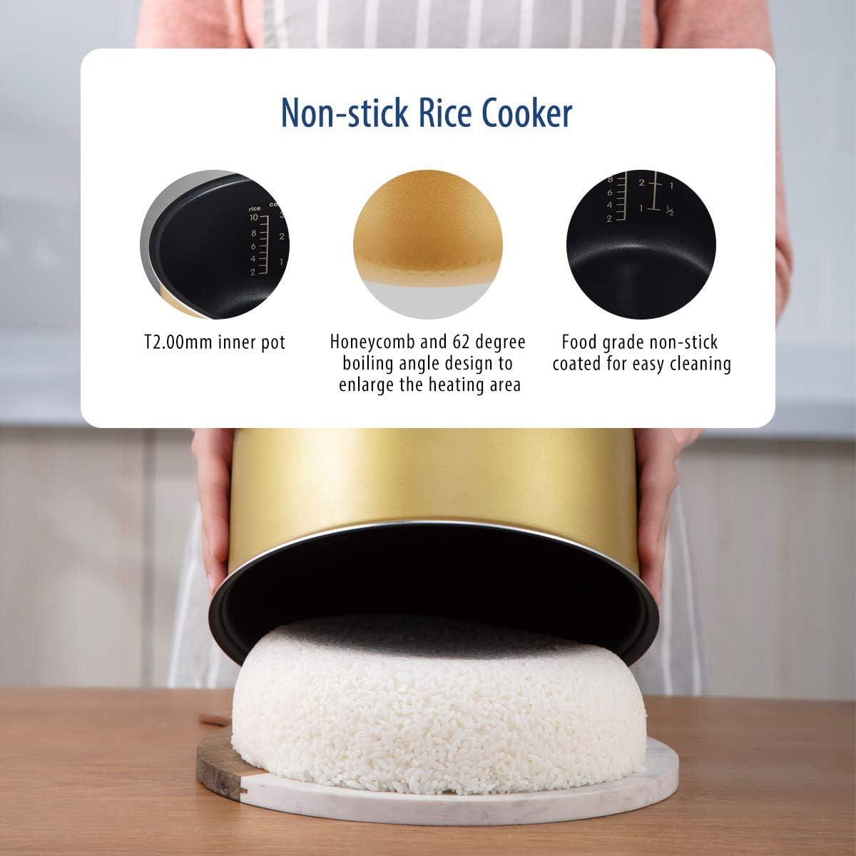 Comfee Multi-Function 10-Cup Electric Rice Cooker, Black - 11 Digital Cooking Programs