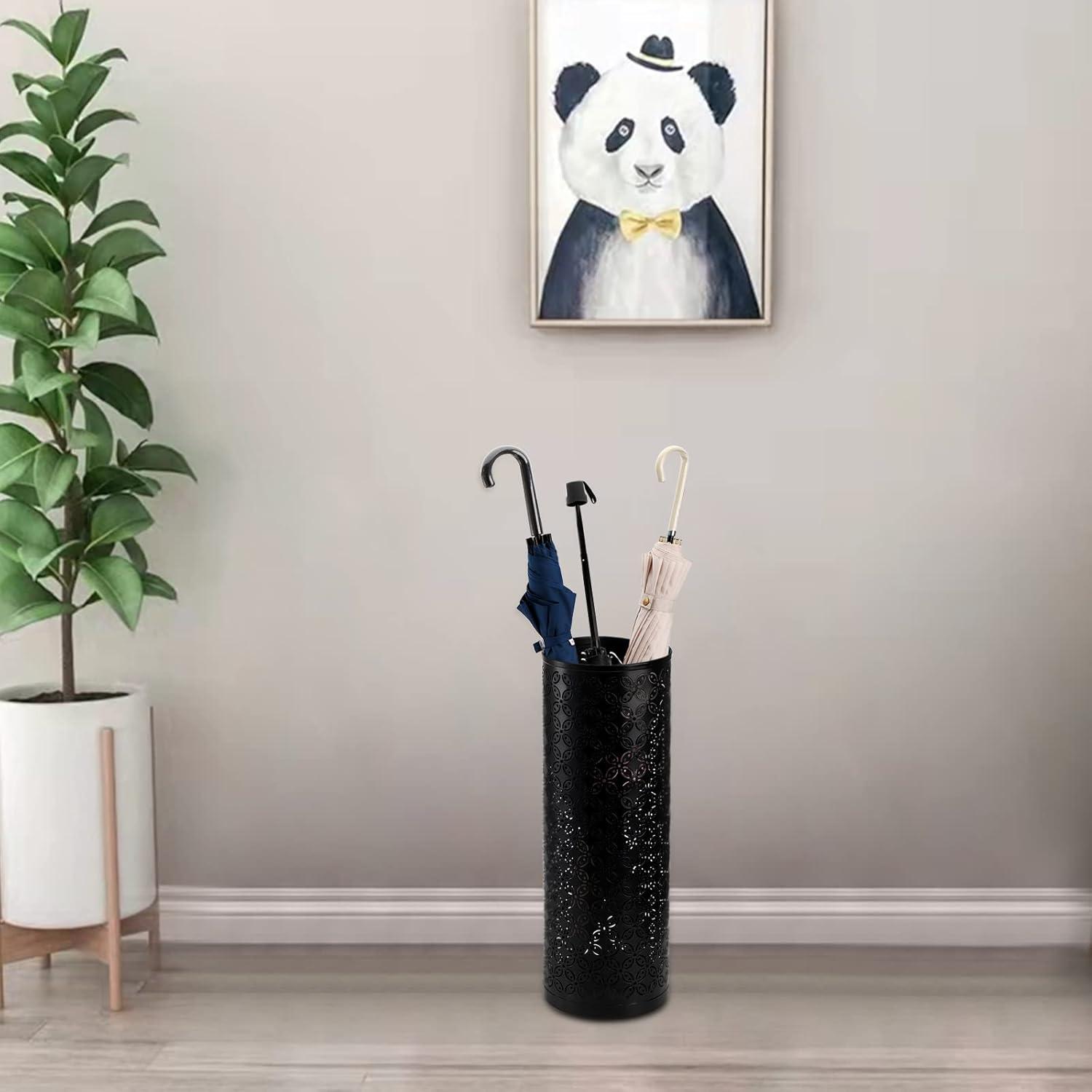 Black Metal Round Water Resistant Umbrella Stand