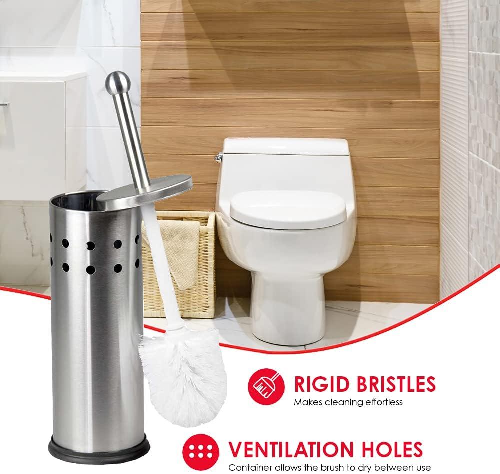 Stainless Steel Vented Toilet Brush and Holder Set