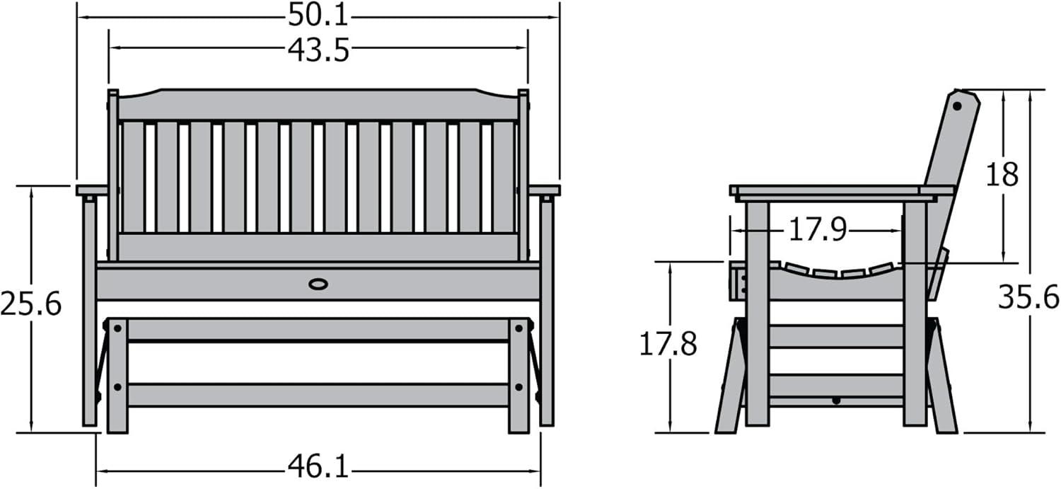 Weathered Acorn Poly Lumber Outdoor Glider Bench