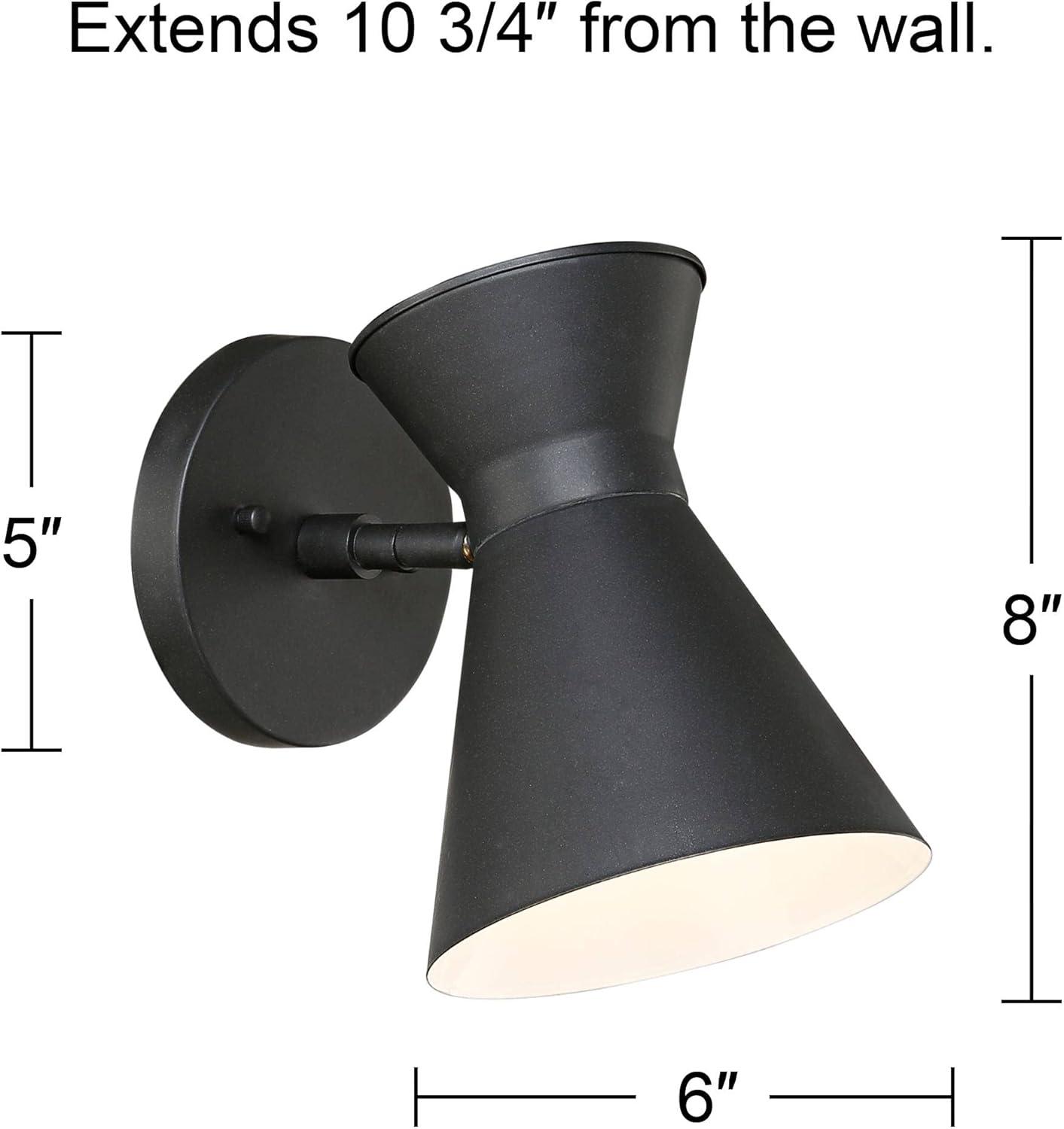 John Timberland Vance 8" High Modern Outdoor Wall Light Fixture Mount Porch House Exterior Outside LED Bulb Swivel Weatherproof Black Metal Deck