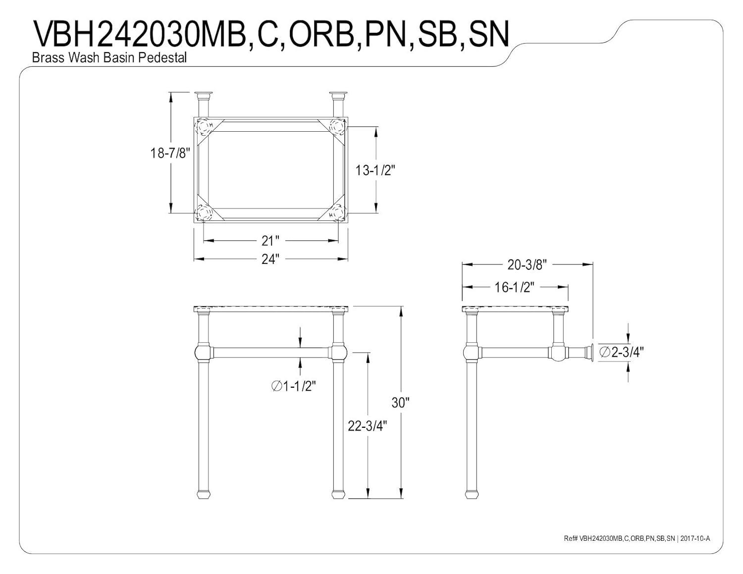 Kingston Brass Templeton Brass Console Sink Legs