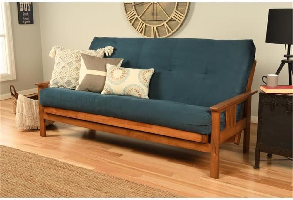 Pemberly Row Cotton and Foam Full-size Futon Mattress in Suede Navy-Frame Not Included