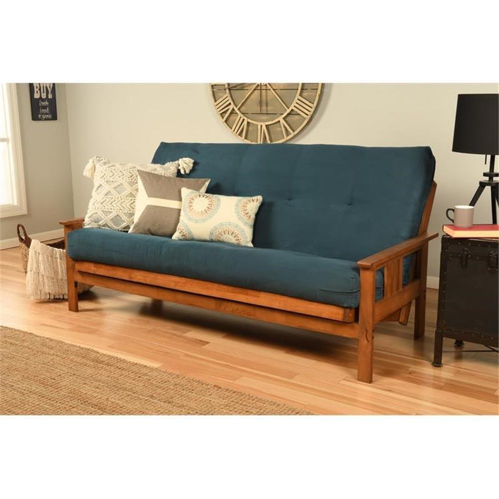 Pemberly Row Cotton and Foam Full-size Futon Mattress in Suede Navy-Frame Not Included