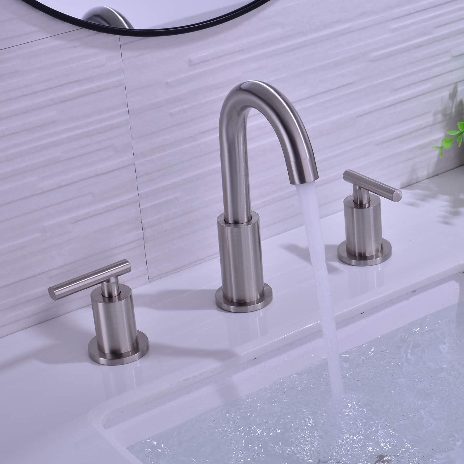 Brushed Nickel 8-Inch Widespread Double Handle Bathroom Faucet