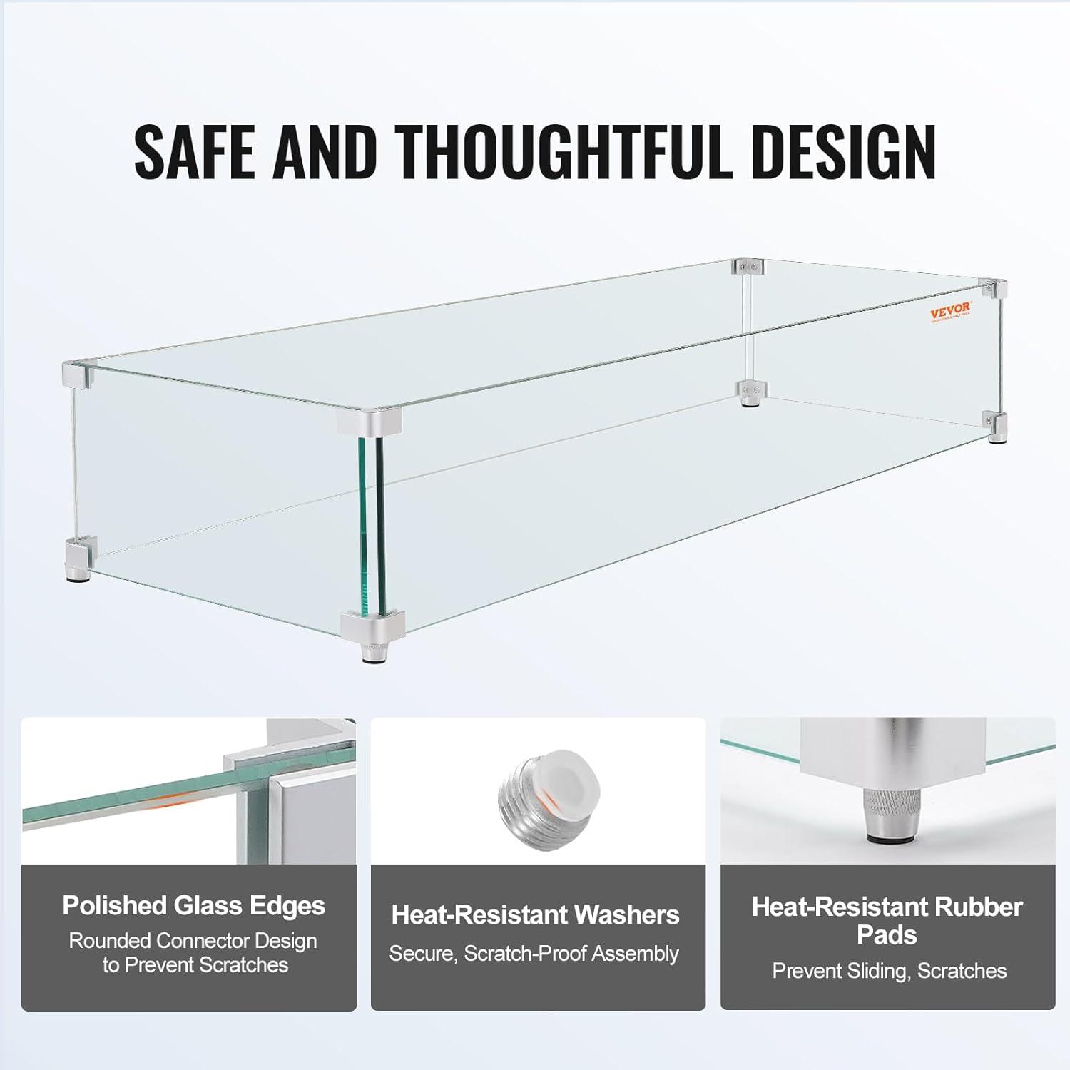 VEVOR Tempered Glass Fire Pit Accessory (Set of 4)