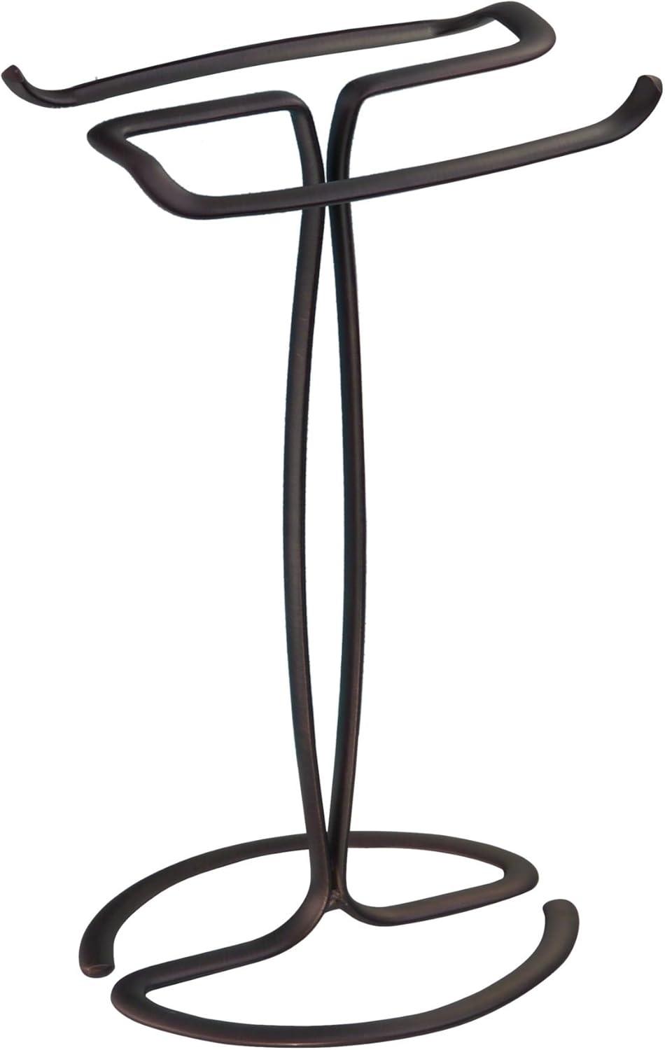 Axis Metal Hand Towel Holder Bronze - iDESIGN: Steel Bathroom Rack, 6.3" Height, Towel Stand for Vanity