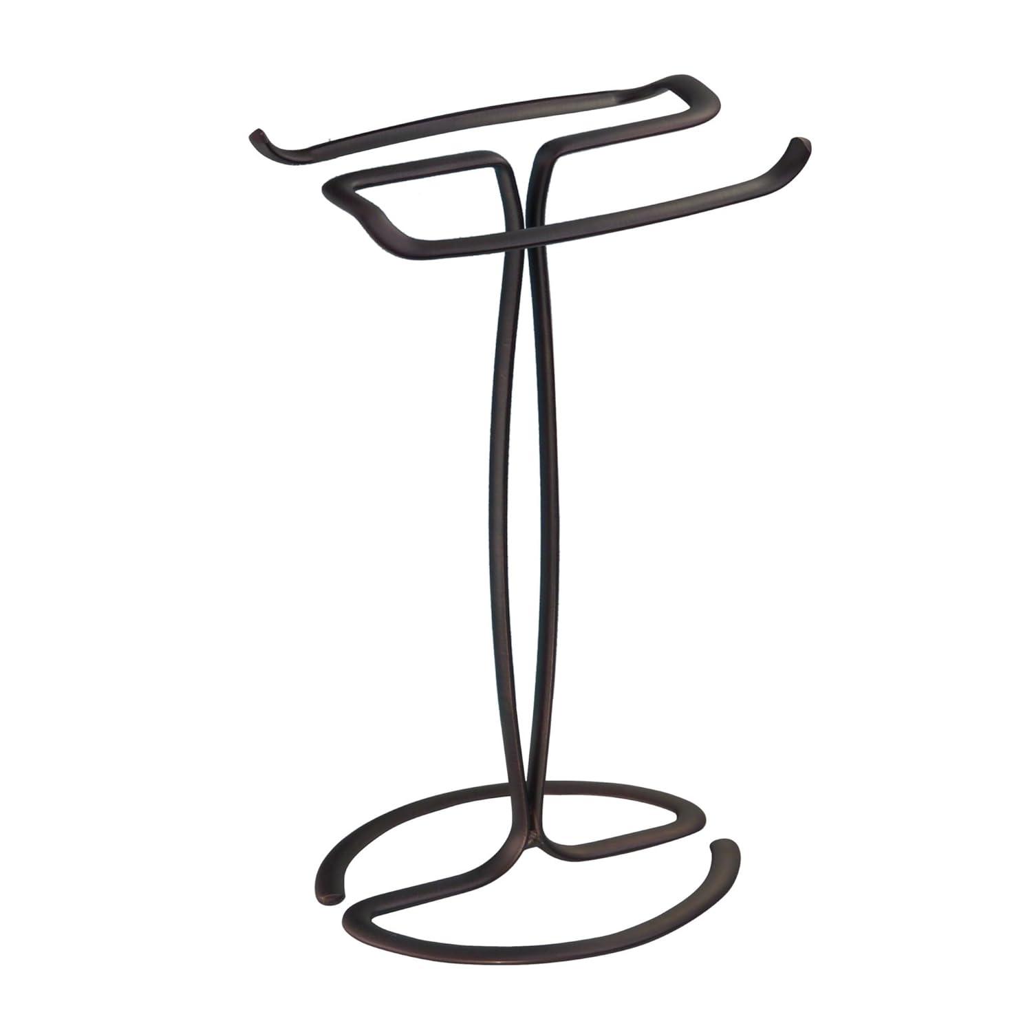 Axis Metal Hand Towel Holder Bronze - iDESIGN: Steel Bathroom Rack, 6.3" Height, Towel Stand for Vanity