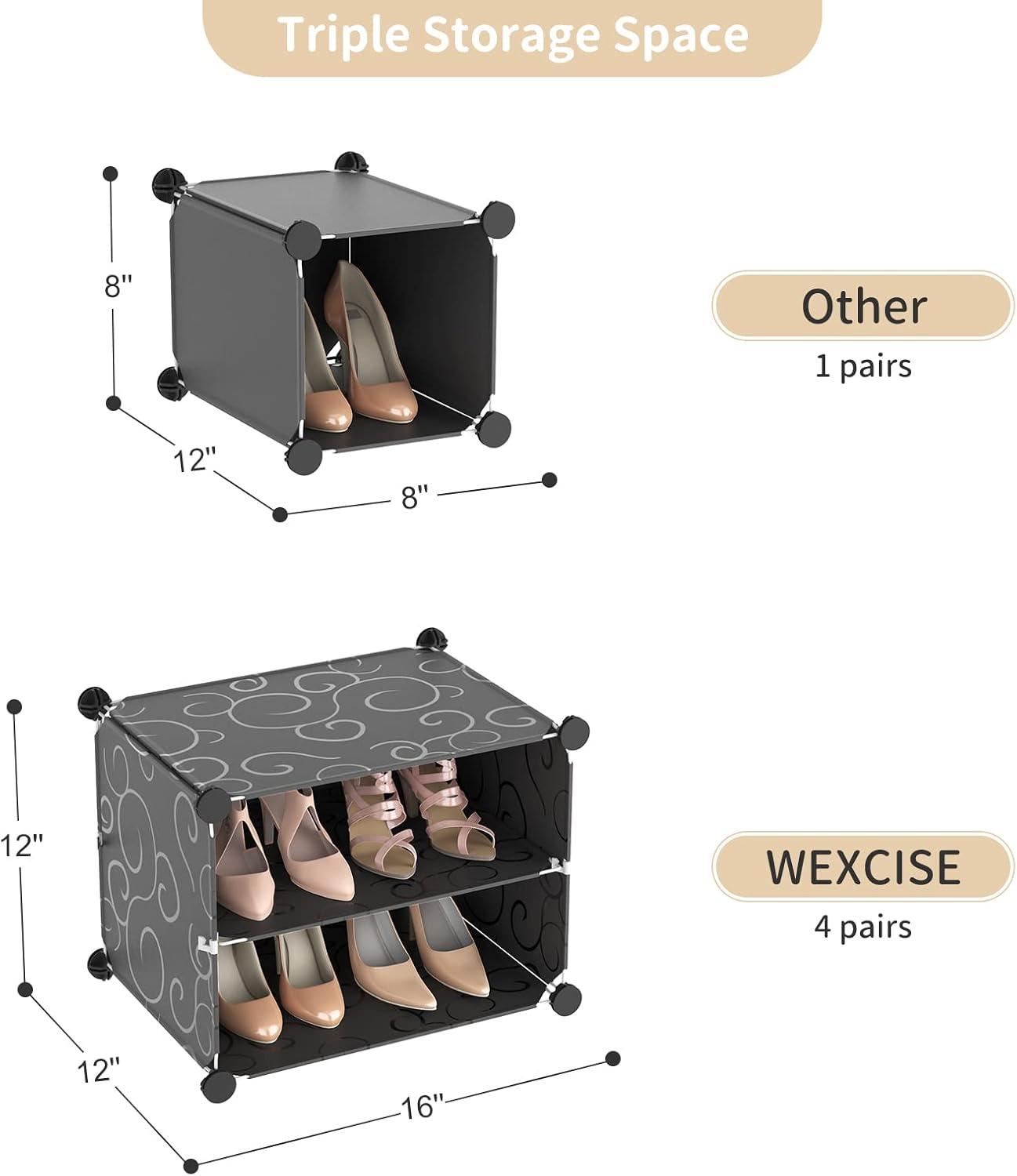 Black and White Freestanding Plastic Shoe Storage Cabinet with Doors