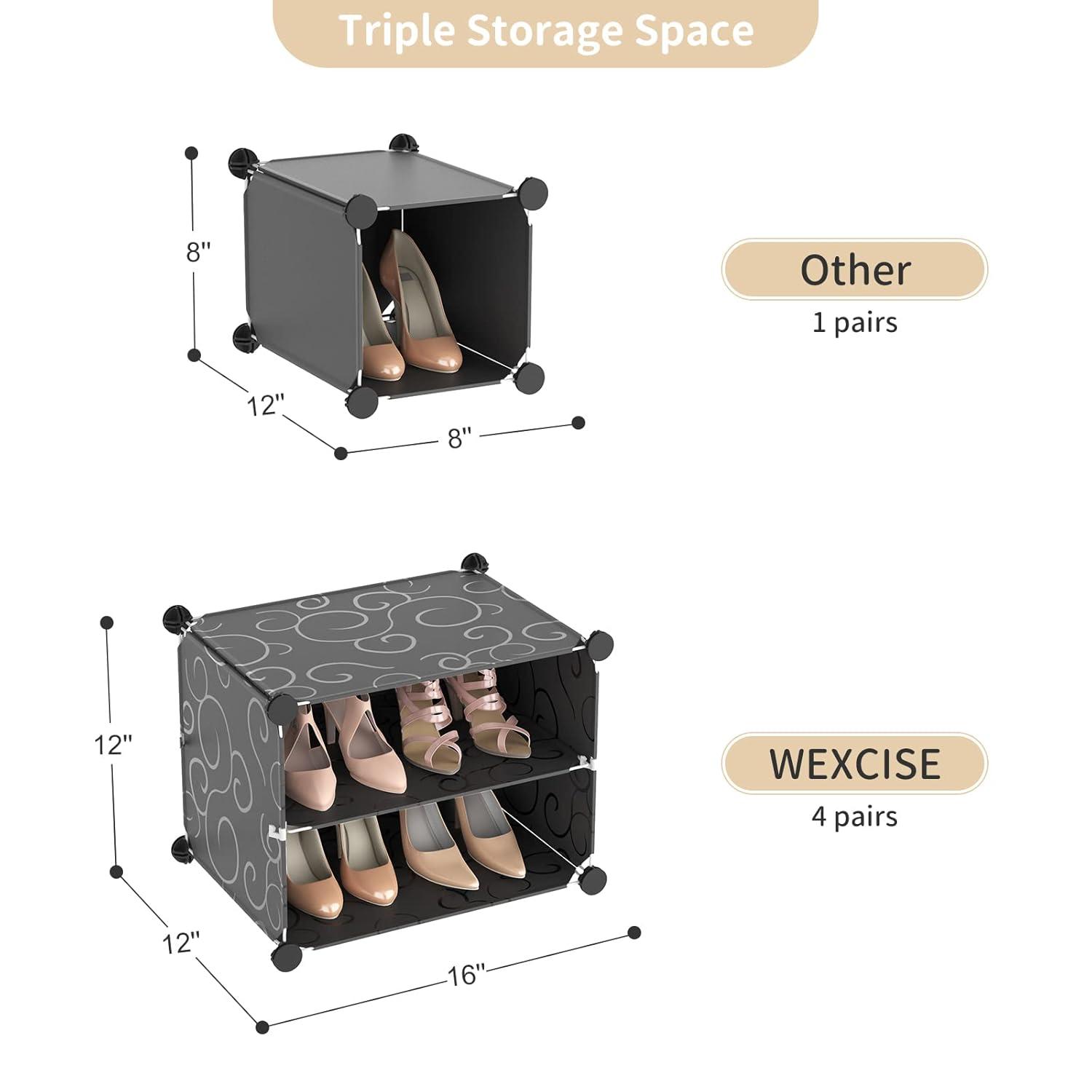 Black and White Freestanding Plastic Shoe Storage Cabinet with Doors