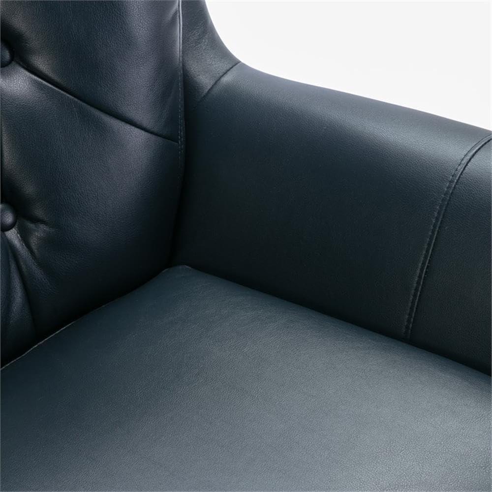 Comfort Pointe Clayton Midnight Blue Tufted Faux Leather Swivel Chair