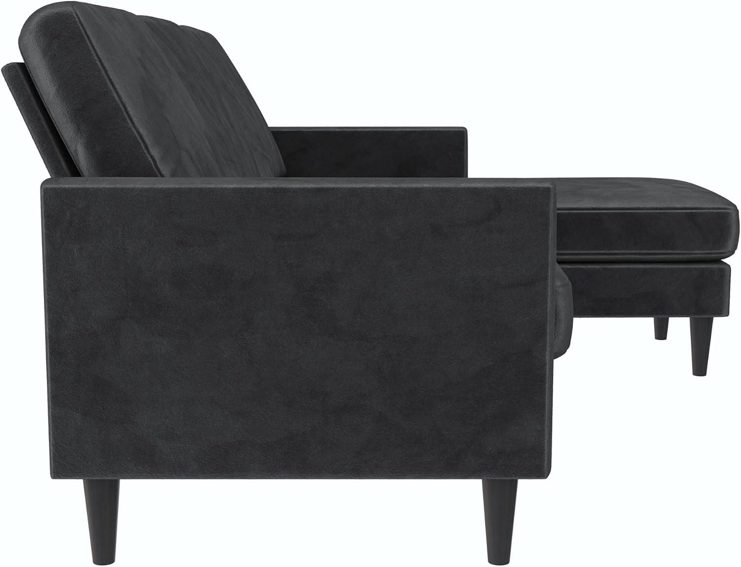 Winston Dark Gray Velvet Reversible Sectional Sofa with Ottoman