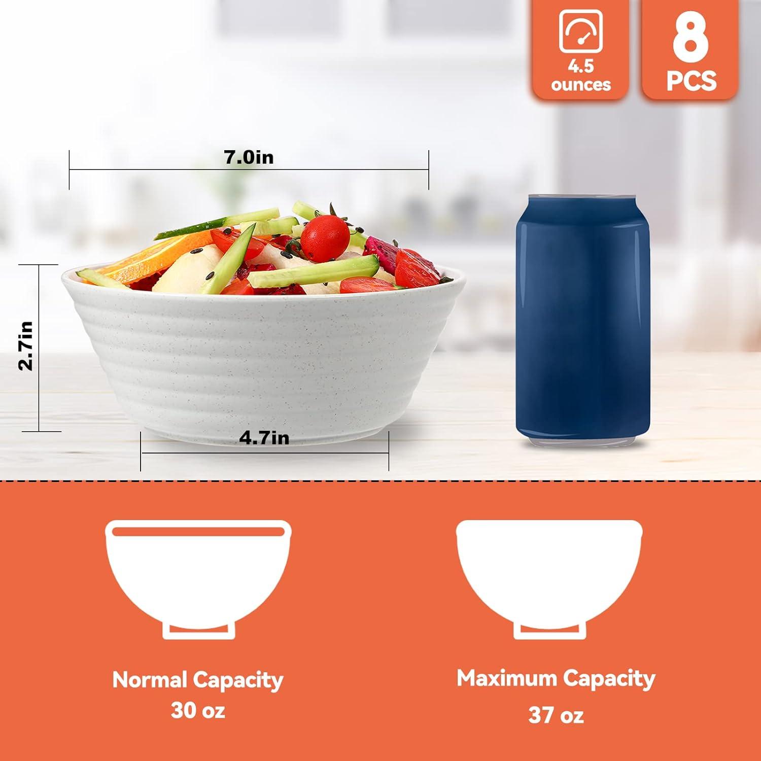 Cereal Bowl, Set of 8 Soup Bowls 36 Ounces Unbreakable Wheat Straw Bowls Microwave Dishwasher Safe Reusable Bowls for Kitchen Cereal Salad Soup Rice Noodle Oatmeal