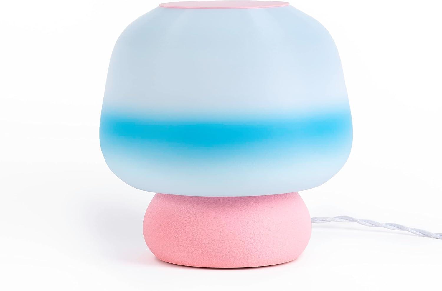 JONATHAN Y USA1004B 3D Printed Dimmable LED Table Lamp Mushroom 10" Modern Classic Plant-Based PLA for Living Room, Dorm, Home, Office (LED Bulb Included), Blue/White/Light