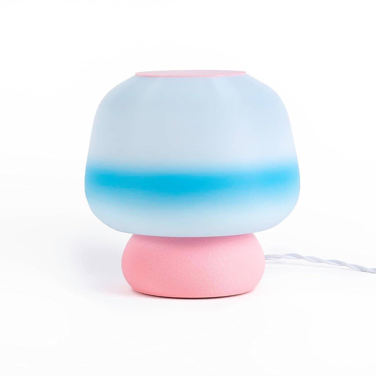 JONATHAN Y USA1004B 3D Printed Dimmable LED Table Lamp Mushroom 10" Modern Classic Plant-Based PLA for Living Room, Dorm, Home, Office (LED Bulb Included), Blue/White/Light