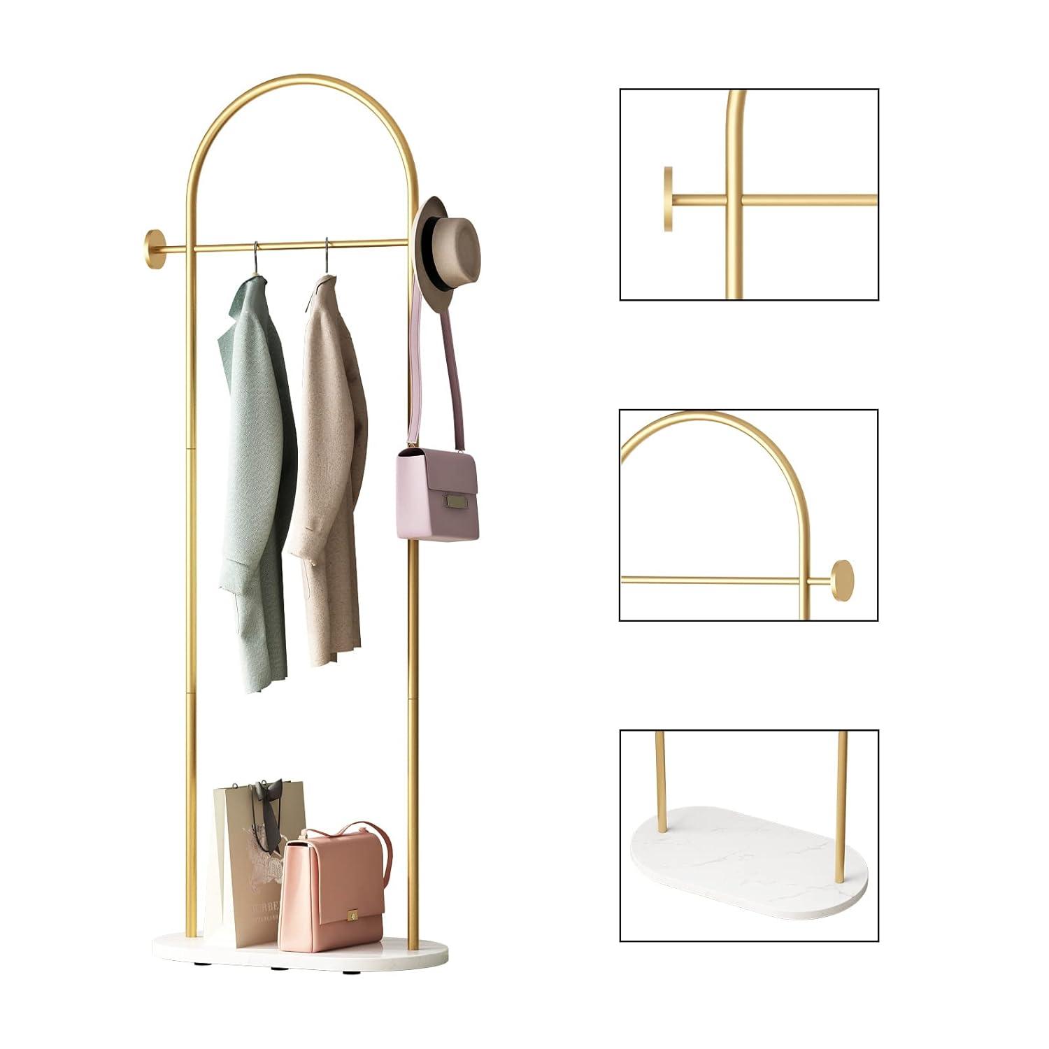 Clothing Rack, Clothes Rack with Shelf, Freestanding Coat Rack,Coat Hanger Stand with Hooks for Home