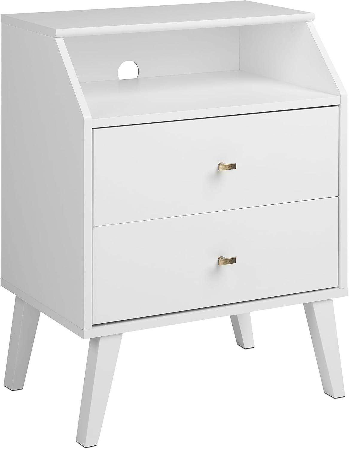 2 Drawer Milo Mid-Century Modern Nightstand with Angled Top - Prepac