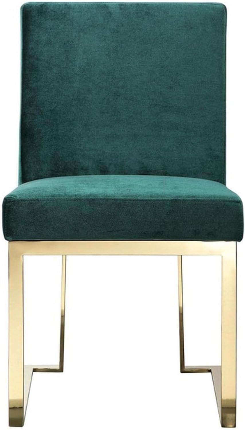 Benjara BM313384 24 in. Boly Side Dining Chair - Velvet & Cantilever - Green & Gold - Set of 2
