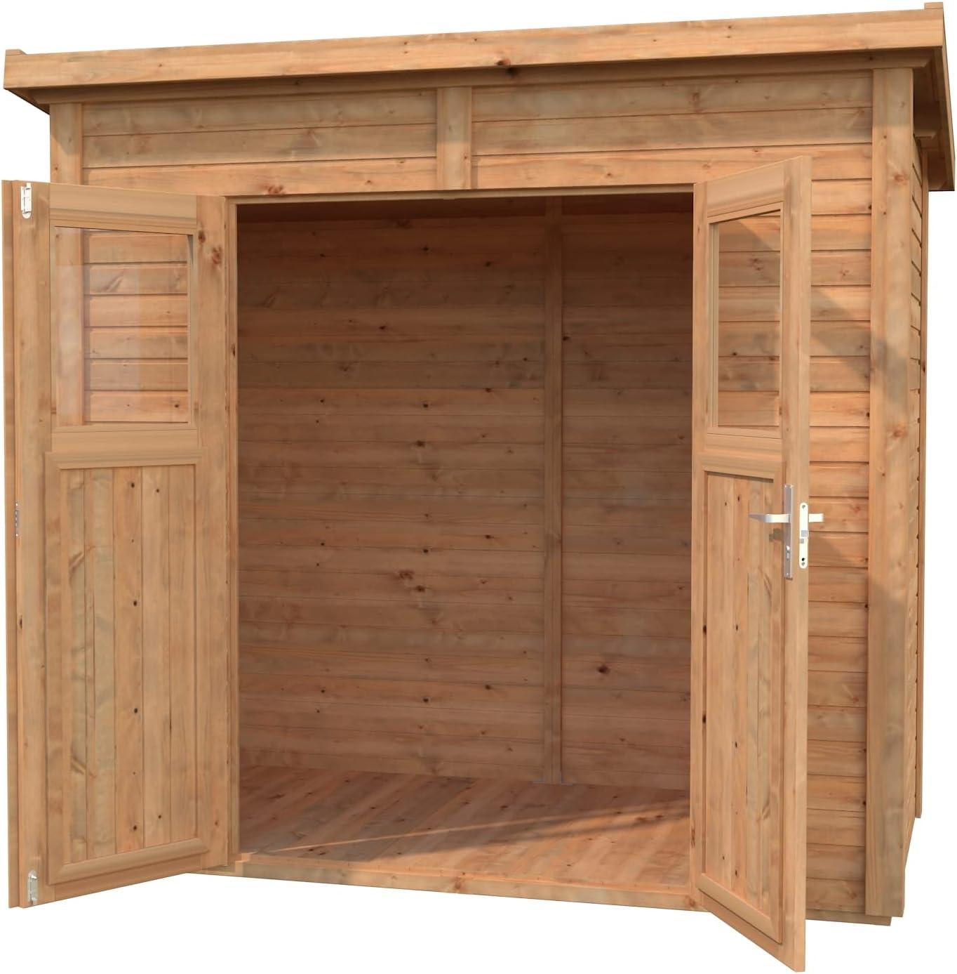 Medium Brown Nordic Spruce Lean-To Shed Kit with Windows