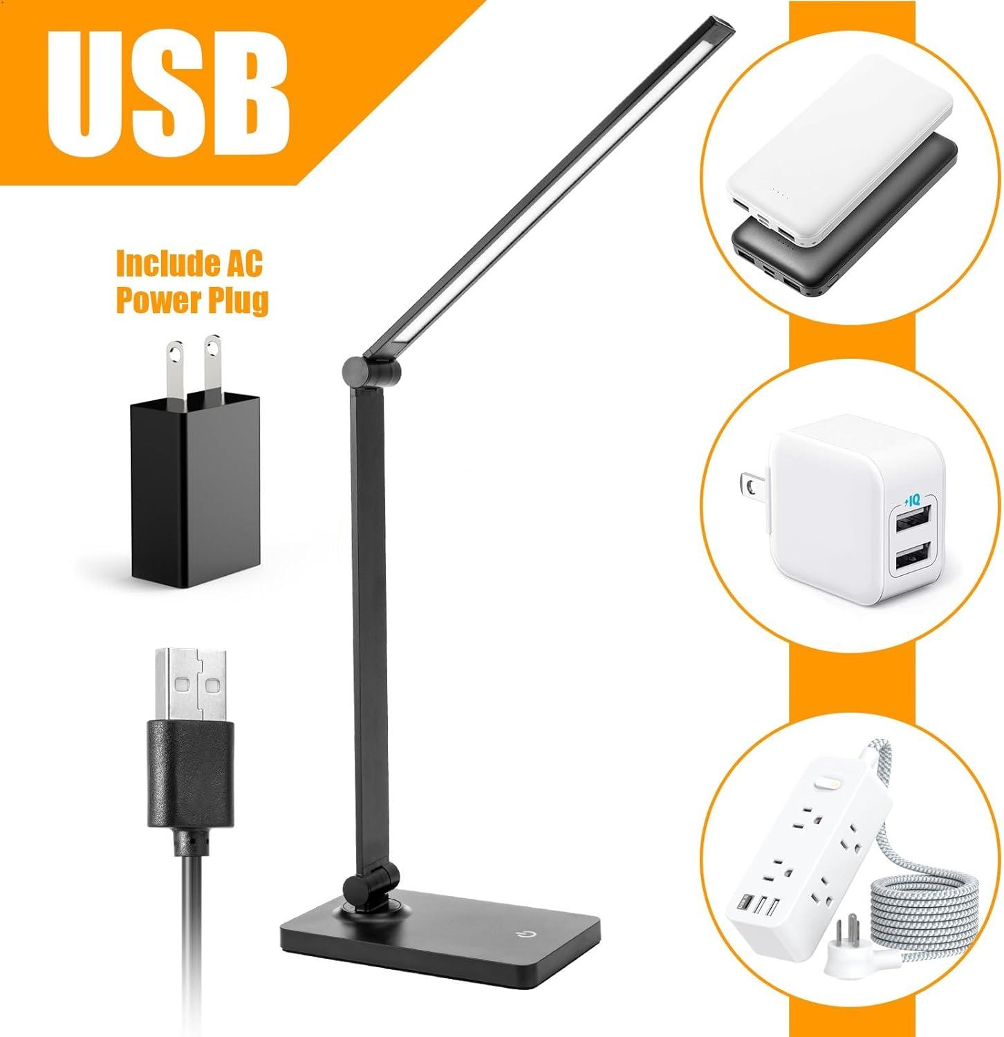 Desk Lamp LED Desk Lamps Eye-Caring Desk Lamps Lamps Dimmable Office Lamp with USB Port Touch Control for Home Office Student Dormitory (USB Plug-in Desk Lamp)