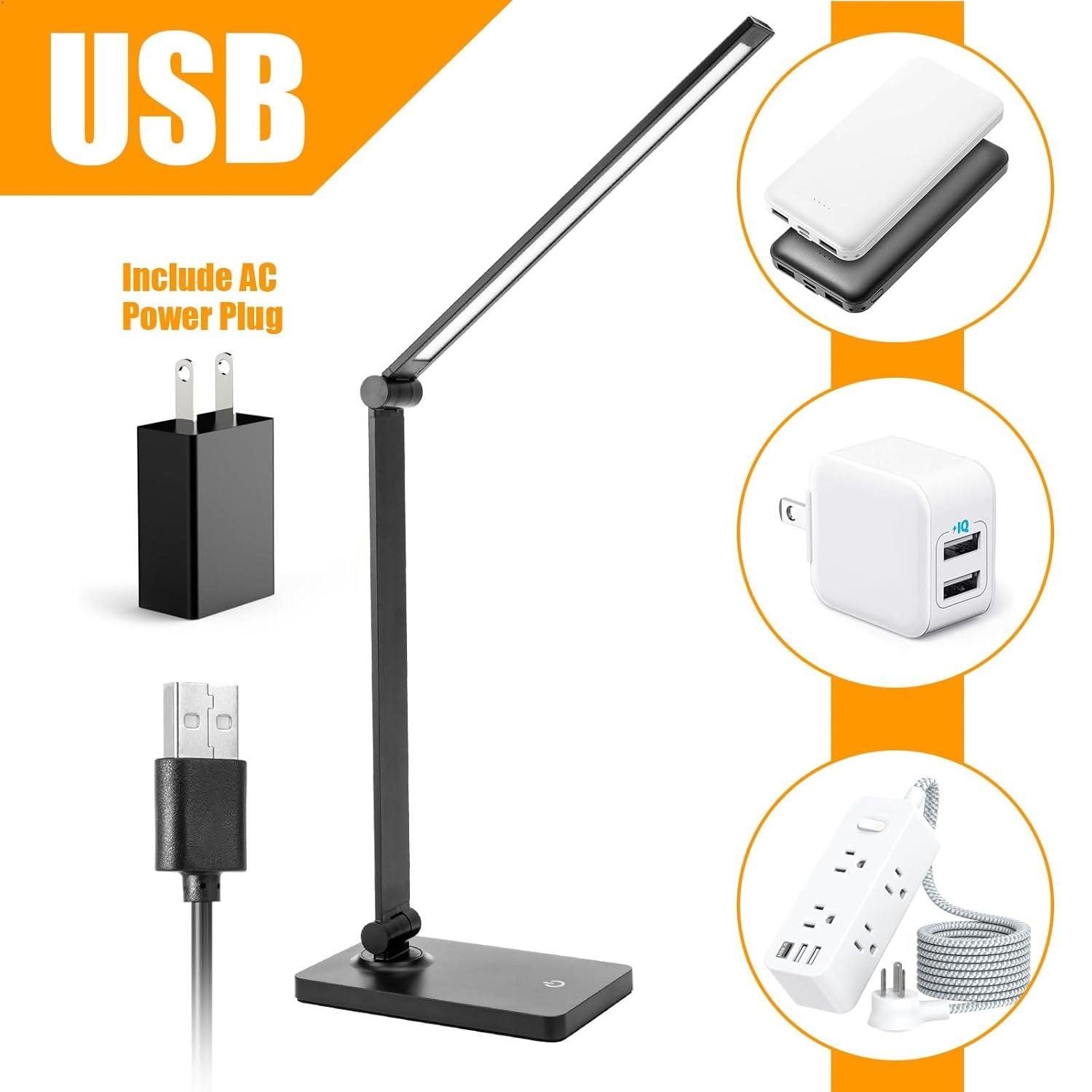 Desk Lamp LED Desk Lamps Eye-Caring Desk Lamps Lamps Dimmable Office Lamp with USB Port Touch Control for Home Office Student Dormitory (USB Plug-in Desk Lamp)