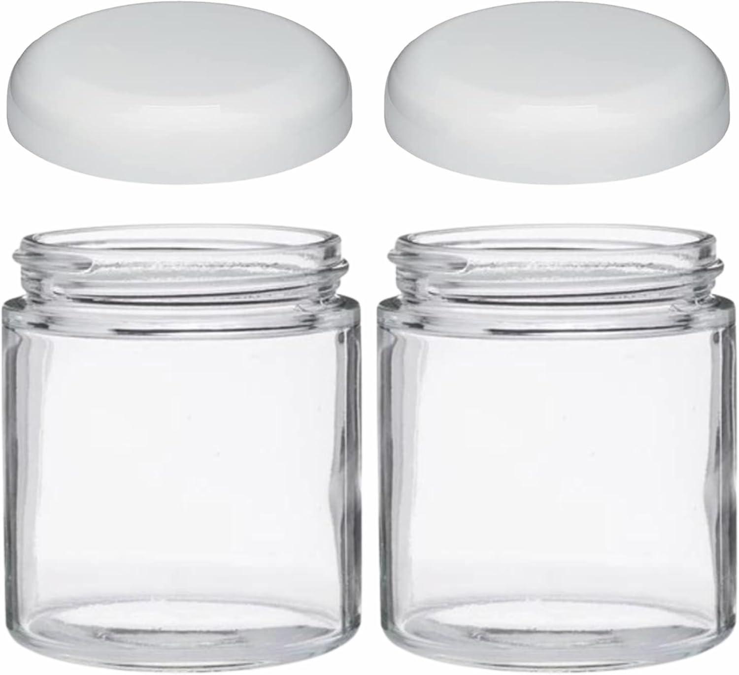 Jarming Collections 16oz Wide Mouth Glass Storage Jars – Extra-Wide Opening with BPA-Free Plastic Lids for Easy Filling, Food Storage, Pantry Organization & Canning Storage – Made in USA  (Set of 2)