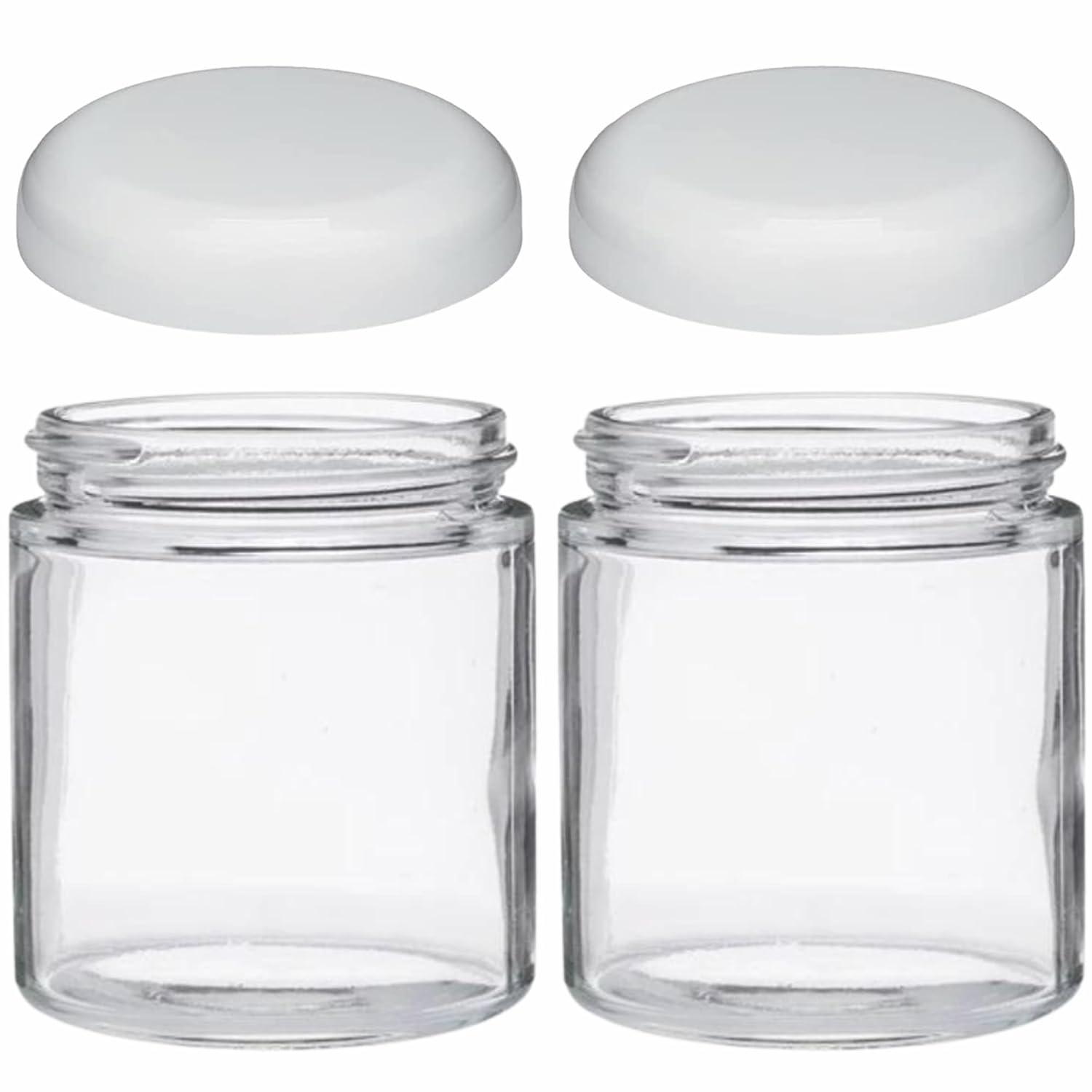 Jarming Collections 16oz Wide Mouth Glass Storage Jars – Extra-Wide Opening with BPA-Free Plastic Lids for Easy Filling, Food Storage, Pantry Organization & Canning Storage – Made in USA  (Set of 2)