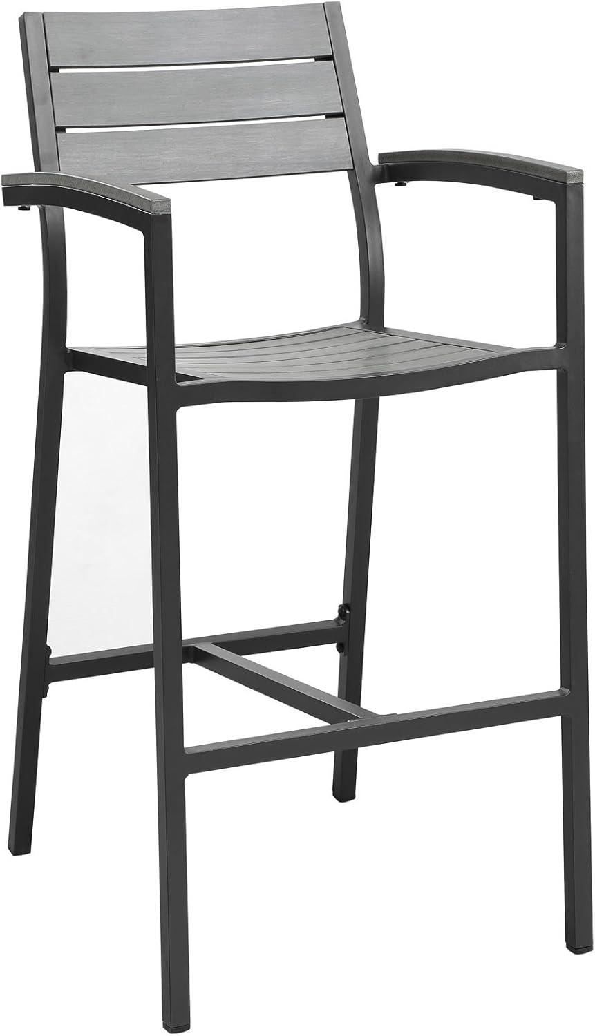 Maine Gray Polywood and Aluminum Outdoor Bar Stools, Set of 2