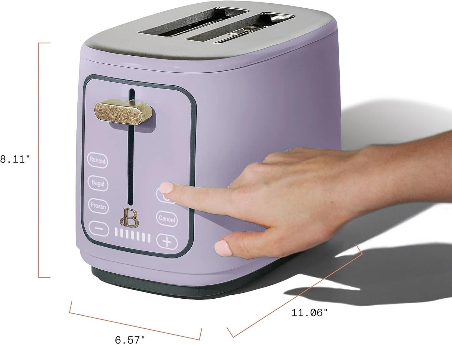 Beautiful 2 Slice Toaster with Touch-Activated Display, Lavender by Drew Barrymore
