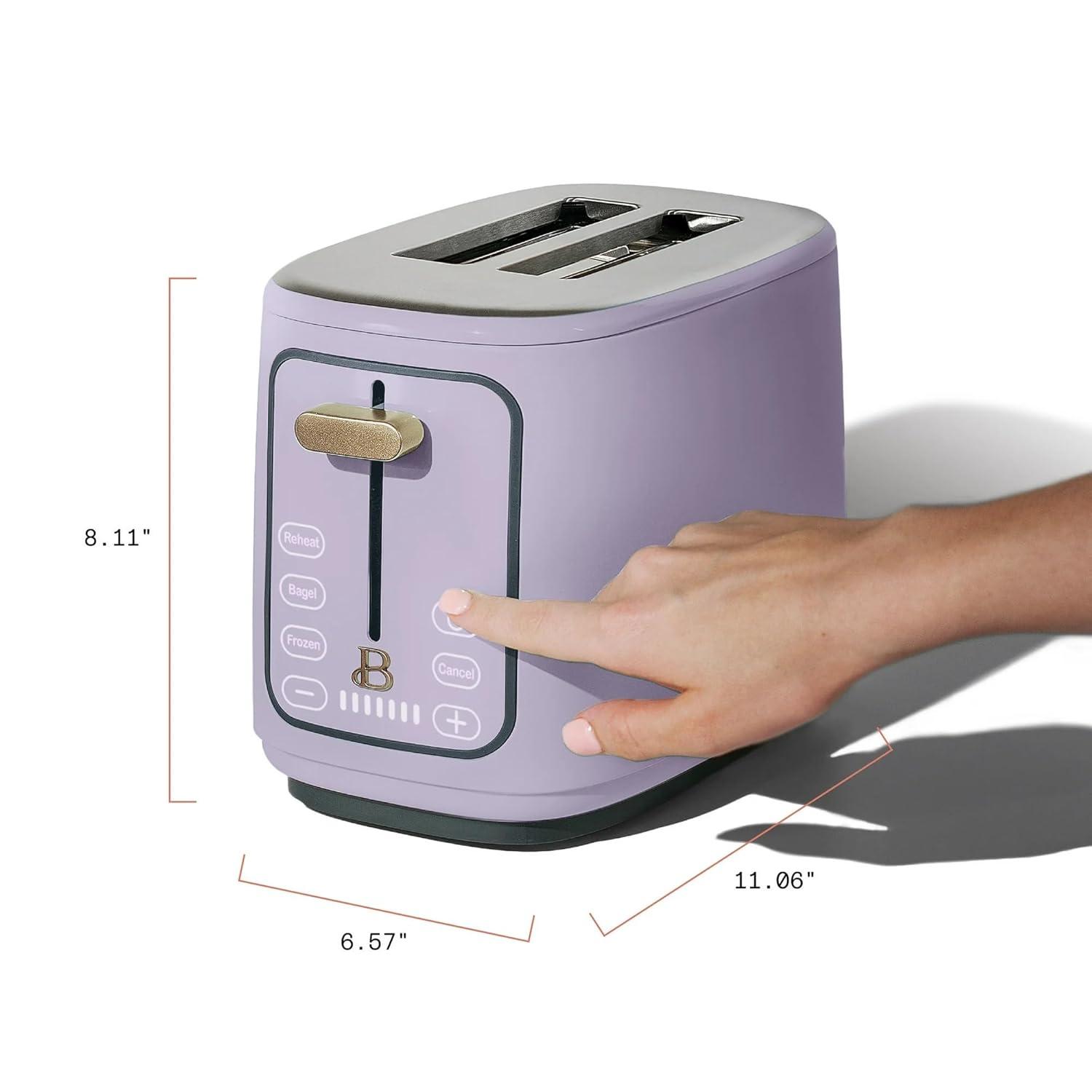 Beautiful 2 Slice Toaster with Touch-Activated Display, Lavender by Drew Barrymore