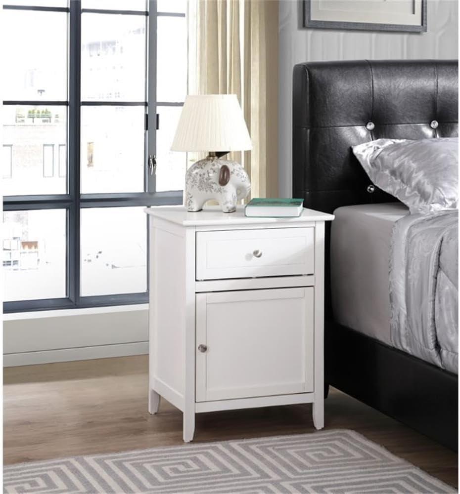 Glory Furniture Izzy 1 Drawer 1 Door Nightstand in White