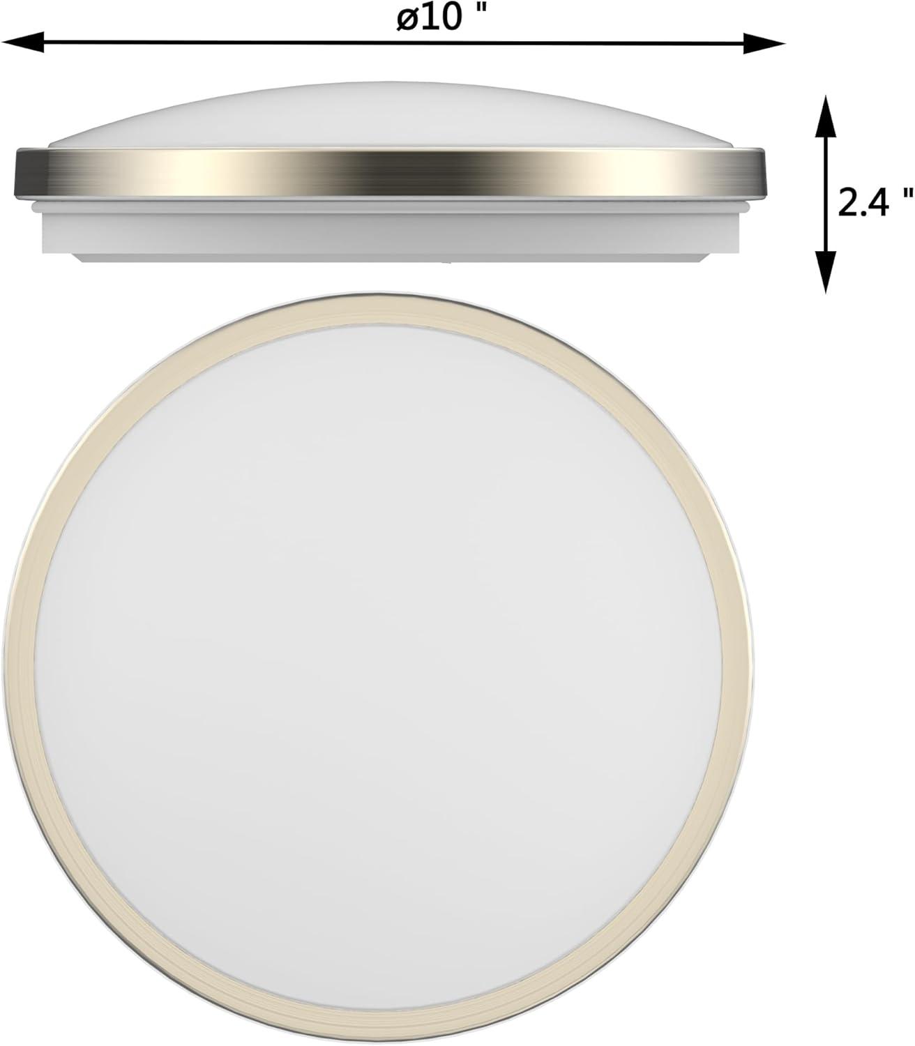 DYMOND 10" LED Ceiling Light Flush Mount Dimmable Brushed Nickel Thin Ring 3000K Warm White