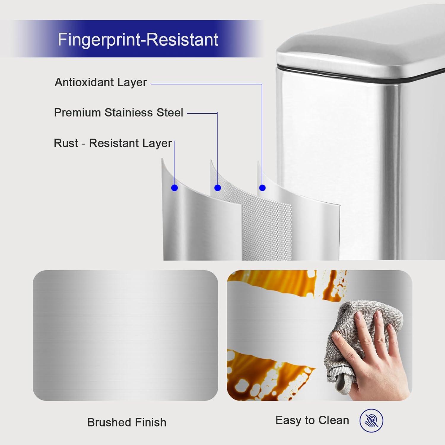 FDW Bathroom Trash Can With A Lid 1.3 Gallon  (5 L) Small Trash Bin Step Pedal Garbage Can With Removable Bucket Slim For Small Spaces For Bathroom,Bedroom,Kitchen,Office